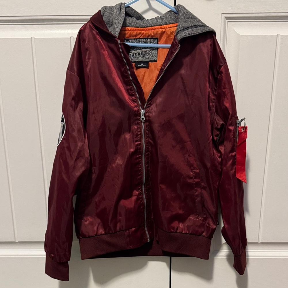 Brooklyn Cloth Burgundy Jacket with Orange Interior